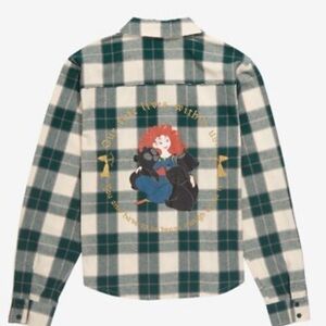 Green and White Plaid Button-Up Shirt